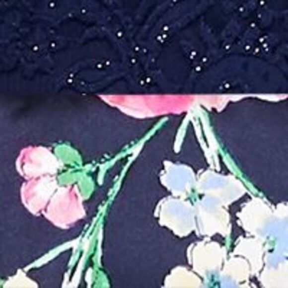 NWT CITY STUDIO Womens Navy Lace Glitter Prom Top 5 - Picture 4 of 5